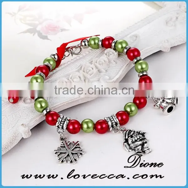 Adjustable Size Christmas Gifts Colorful Beads With Charms Bell Snowman Snowflake Bracelet photo-3