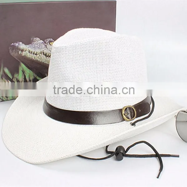 Chic Unisex Women/Men Cowboy Trilby Hat Wide Brim Straw One Size Cap photo-2