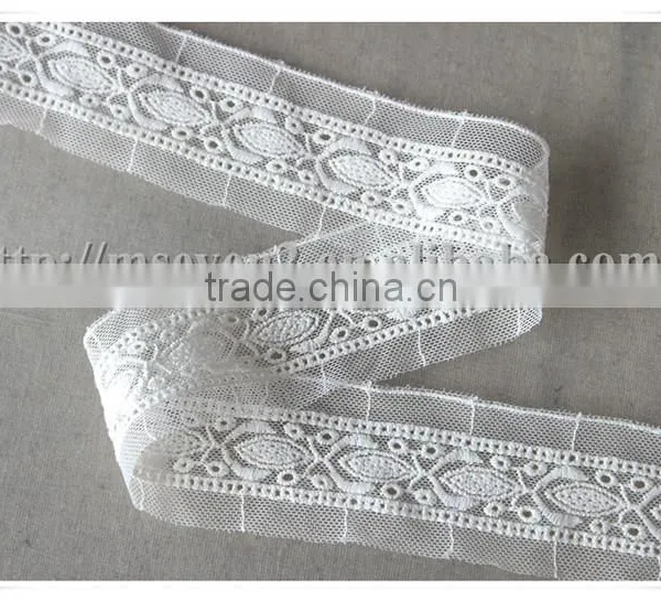 Garment Decoration 4cm White Net Embroidery Lace Trim on Wholesale photo-2