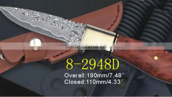 Damascus Folding Knife With Carbon Fiber Handle photo-2