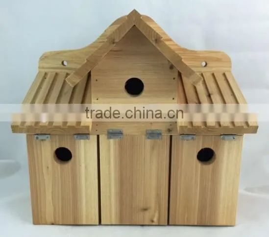 Unfinished Natural Wood Bird House With a Link Chain for Hanging photo-3