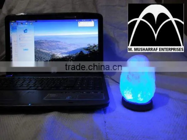 Himalayan Rock Salt USB Tiny BLUE Lamps NATURAL photo-5