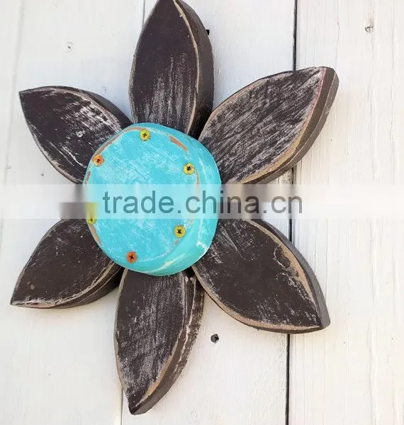 Rustic Wooden Flower Wall Art Summer Decor photo-3