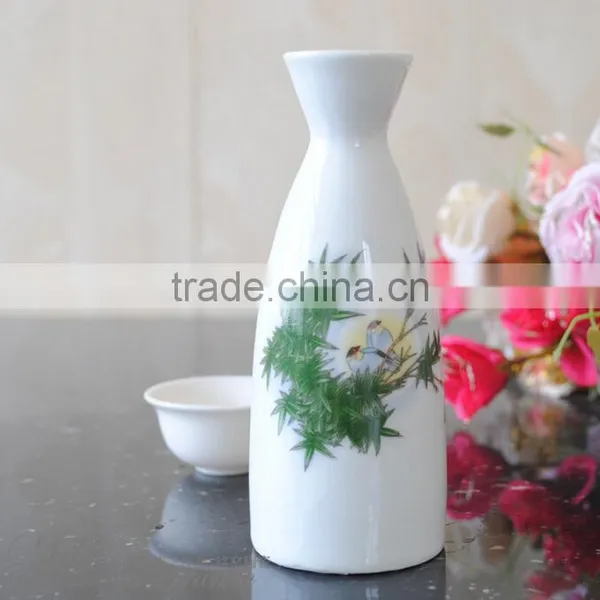 Haonai Wholesale Bamboo Decal High-temperature Ceramics Porcelain Flagon Wine Set photo-4