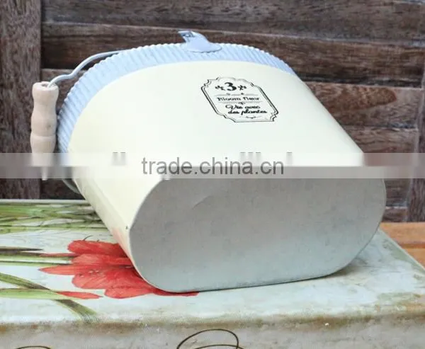 High Quality Popular Special White Outdoor Decoration Small Metal Planter Oval Iron Flower Pot for Home photo-3