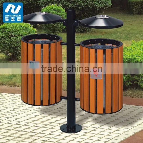 Wooden and Steel Outdoor Trash Can photo-5