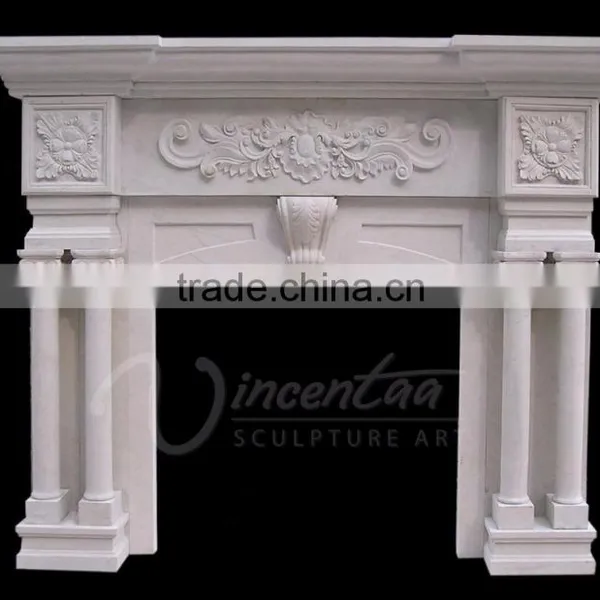 Modern Home Decoration Use Hand Carved Natural Marble Fireplace Mantels photo-3