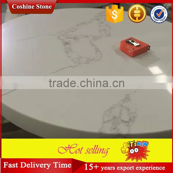 White Calacatta Gold Marble Surface Quartz Stone Round Dining Table Top photo-2