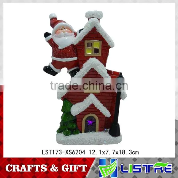 Christmas LED Ceramic Light House With Santa photo-3