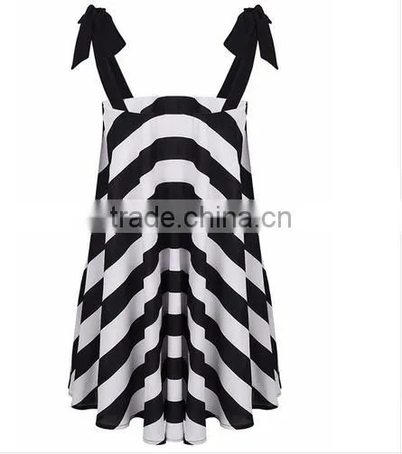 Summer Womens Dresses New Arrival 2016 Black &white Stripe Sexy Sling Beach Sundress Plus Size Dress photo-4