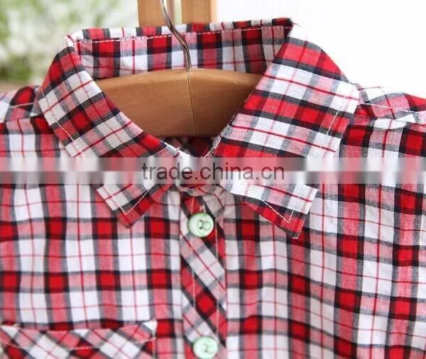 2015 Summer Boy's Short Sleeve Shirts Children Checked Shirts Latest Styles of Boys Shirt Blouse photo-3