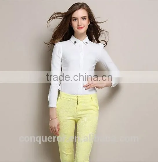 Hot 2015 Cotton Women Shirt Slim Fit Wear WMST09 photo-2