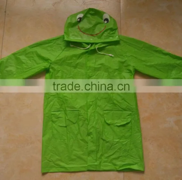 Kids PVC Green Frog Cartoon Raincoat for Kindergarten photo-2