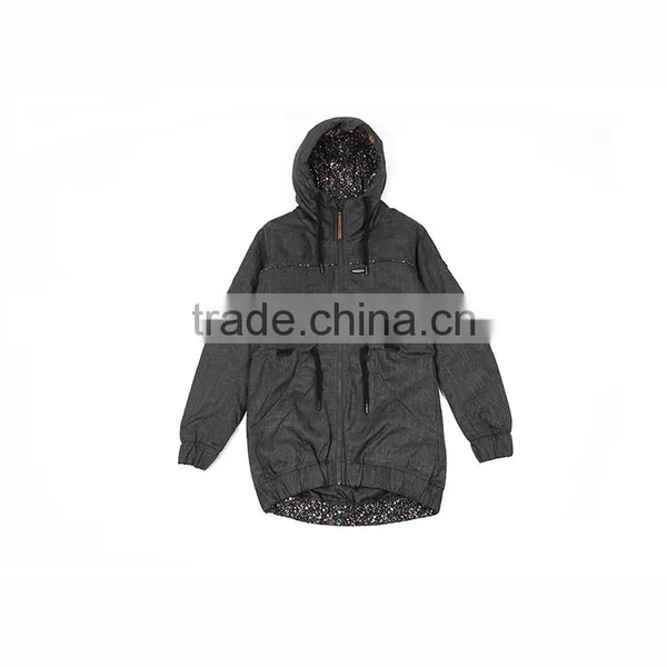 High Quality Customized Long Sleeve Zipper 100% Polyester Blue Winter Women Coat