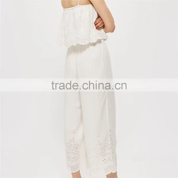 2017 Newest Fashion Embroidered Sling Ladies Jumpsuit With Ruffles photo-6