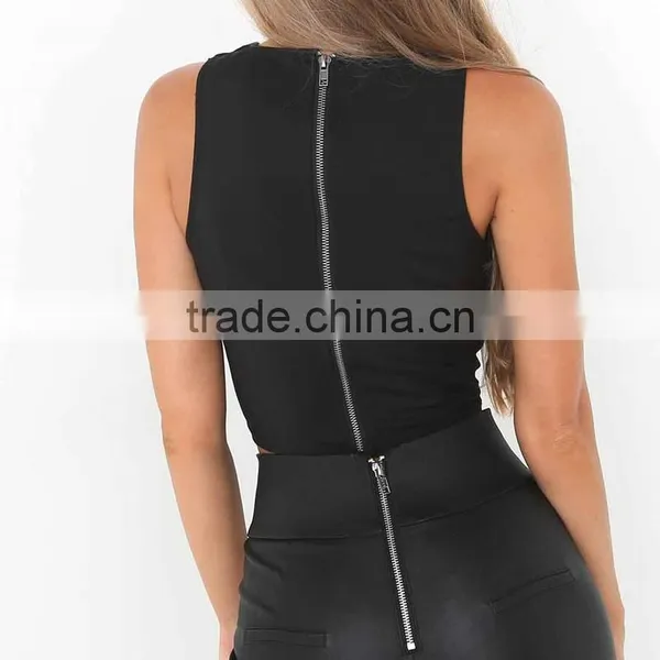 Polyester Tank Top Hollow Patchwork Solid Sold By PC photo-2