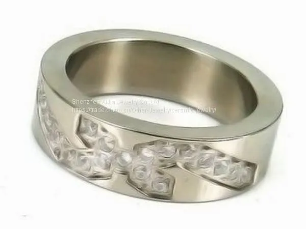 Classic Crystal Stainless Steel Rings Band Jewelry For Wedding photo-2