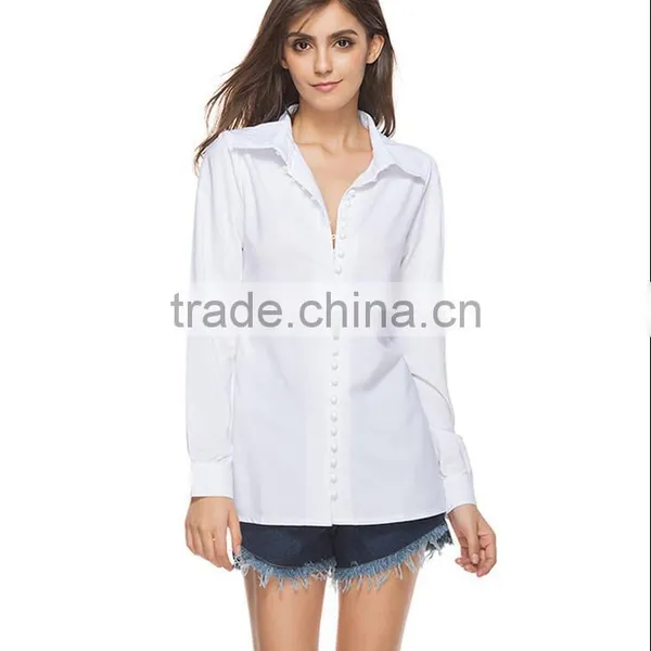 B33746A Fashion Women Slim Long Sleeve V Neck Sexy Formal Office Blouse