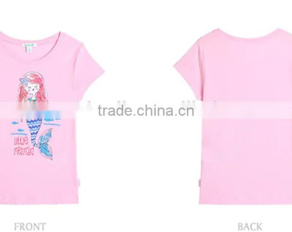 Custom Gilrs Cartoon Mermaid Tail Printed T-shirts photo-5