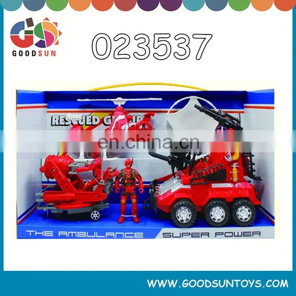 police set plastic military toy soldier play set pulley fire series set