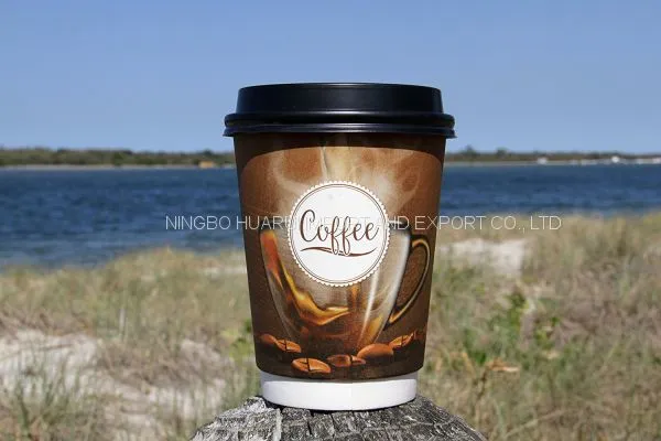 Disposable Paper Coffee Cups With Lids 12oz Double Walled Sturdy Stylish Design Paper Coffee Cup photo-2