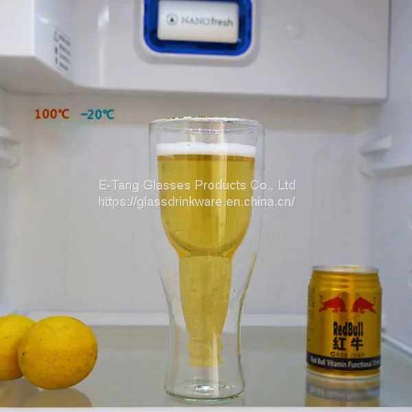 Custom Beer Bottle Shape Double Wall Whisky Tumbler Borosilicate Glass Beer Wine Mug photo-3