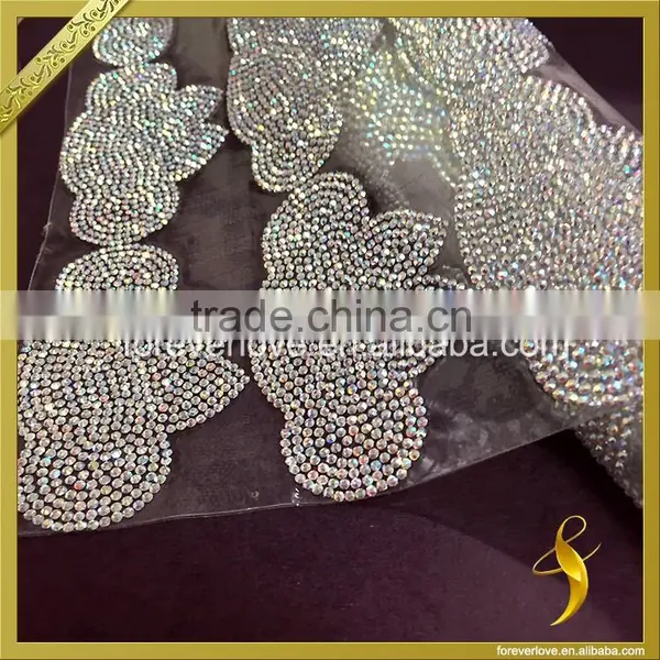 AB Crystal Trimming Rhinestone Hotfix Mesh for Wedding Dress FRM-236 Supplier's Choice photo-4