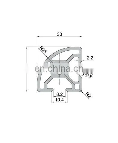SHENGXIN 3030R 30x30mm T Slot Half Round Shape Profile Aluminum Extrusion photo-2