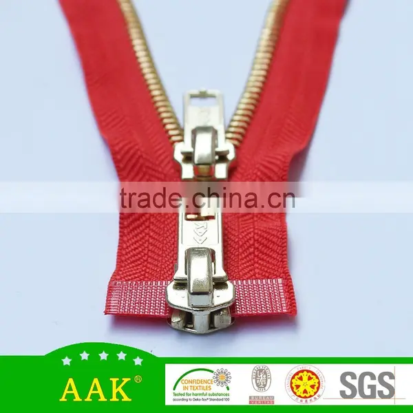 Custom Handbag 8# Brass 2 Slider Metal Zipper photo-3