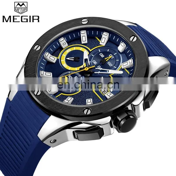 MEGIR 2053G Boy's Fashion Quartz Hand Watch Rubber Strap Watch Sport Men photo-2