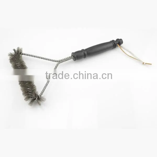 In Stock Factory 12'' BBQ Grill Brush Zinc Plated Wire Bbq Cleaning Brush Brass Wire BBQ Grill Cleaning Brush photo-3