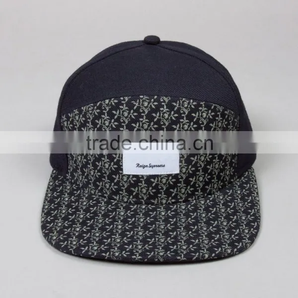 Custom 5 Panel Hat and Camo Flat Peak and Leather Strap Fabric for Summer Hat photo-2
