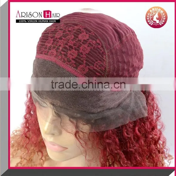 2015 Popular Style Lace Front Wig 3 Tone Color Human Hair Ombre Wig Kinky Curly photo-6