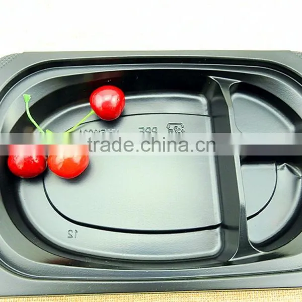 PP Plastic Disposable 3 Compartment Microwave Safe Takeaway Food Container Lunch Tray photo-3