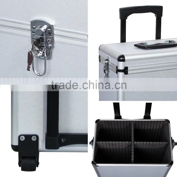 Premium Quality Silver Professional Cosmetic Trolley Case Hairdressing Makeup Beauty Vanity Storage Box photo-2