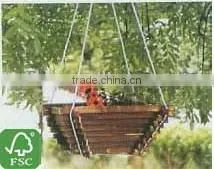 HL075 Wooden Hanging Flower Basket With Burnt Color