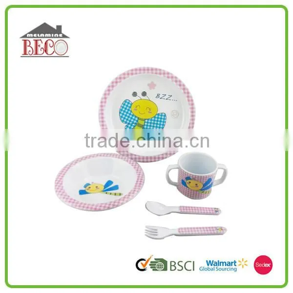 Lovely Fine Children Dinner Set, Melamine Dinner Set Brands, New Design Unbreakable Melamine 5pcs Children Dinner Set photo-2