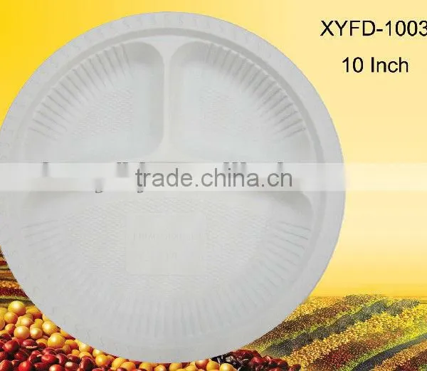 Biodegradable Disposable 10 Inch Three Compartments Plastic Plate photo-2