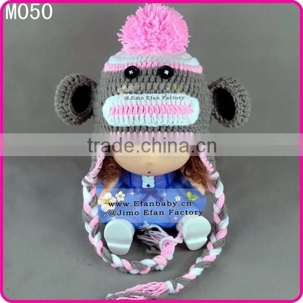 Knitting Children's Winter Hats Knitted Monkey Crochet Hats for Babies photo-5