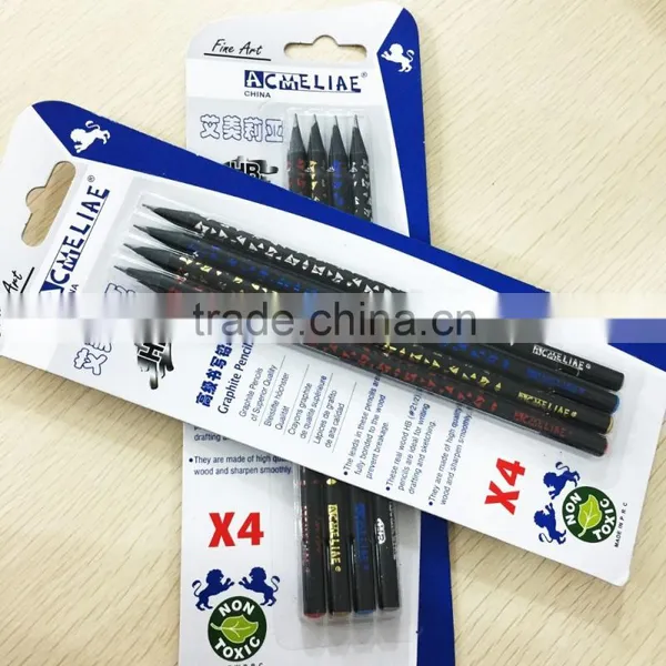 7" Standard Size Round Shape Black Wood Heat Rolling HB Pencil in Blister Card photo-3