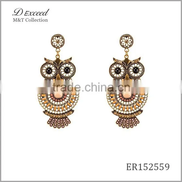 Wholesale Trendy Designs Women's Vintage Bohemian Earrings Owl Gold/Silver Plating Drop Earrings Jewelry photo-2