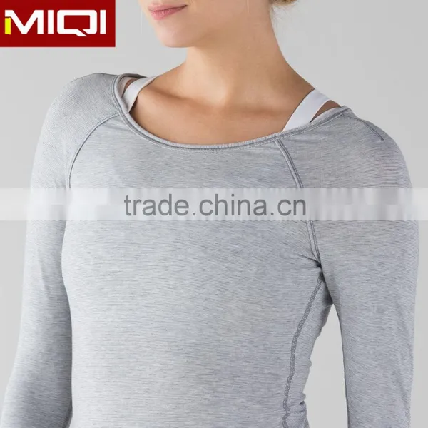 Top Quality Breathable Nylon Spandex Gym Wear Custom Sexy Women Fitness T Shirt Wholesale photo-5