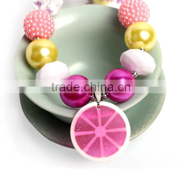 New Product Baby Girl Lemon Jewelry Fashion Pearl Necklace Chunky Bead for Girl Baby Beads Body Chain Necklace photo-2