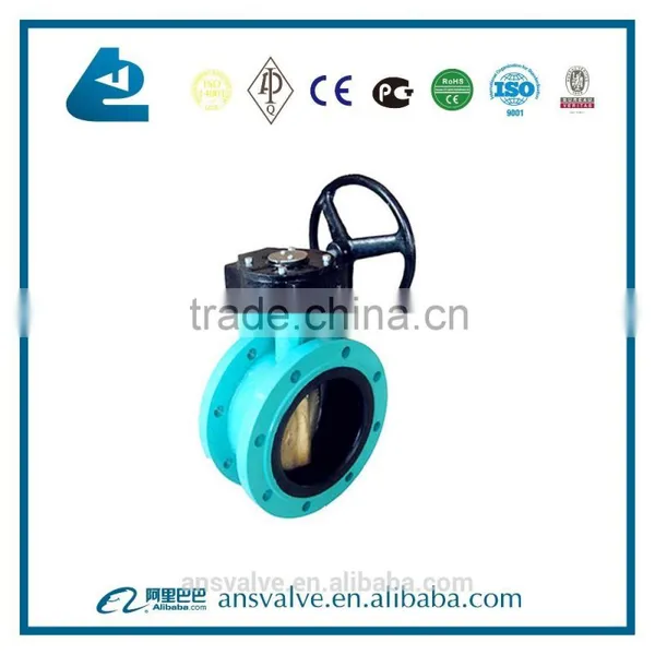 China Manufacturer Double Flanged Rubber Butterfly Valve With Hand Lever and Worm Gear photo-3
