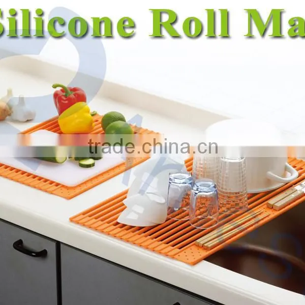 Silicone Household Products Tools Kitchenware Dishes Drainer Kitchen Sink Roll Mat Foldable Glass Cup Plate Rack 75761