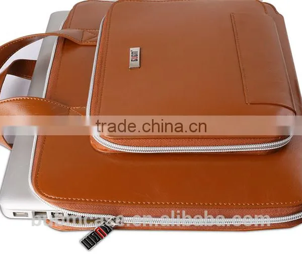 Fashionable PU Leather BUBM BROWN Waterproof Solid Color Tablet Computer Sleeve Case photo-4
