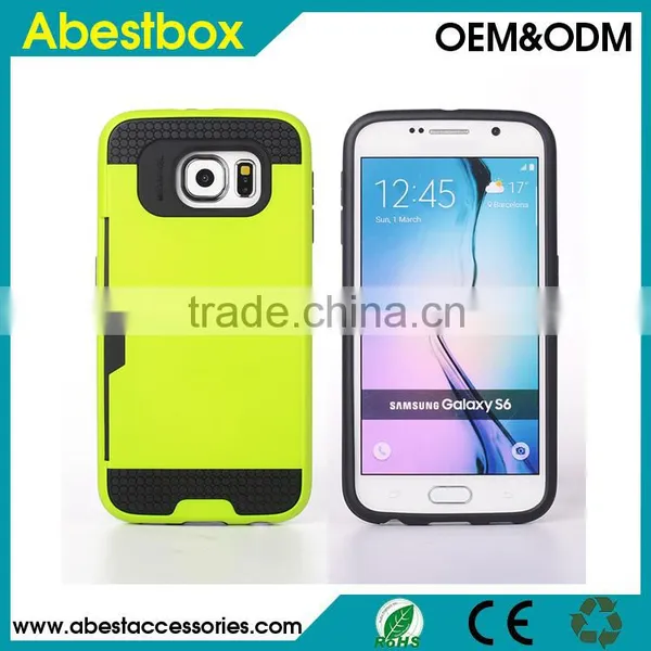 For Samsung Galaxy S6 Brushed Combo Case With Card Slot, for S6 G9200 TPU+PC Hybrid Cover Cases photo-4
