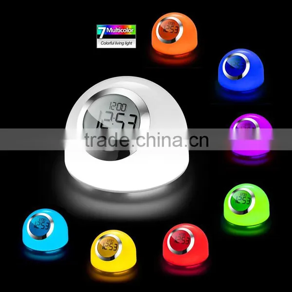 Led Mood Lamp Light With Digital Alarm Clock Lava Lamp 7 Color Chaning Night Light Touch Led Desk Table Lamp photo-3