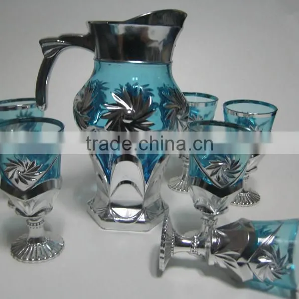 7pcs Golden Glass Set With Color,7pcs of Gold Plated Glassware Sets photo-2