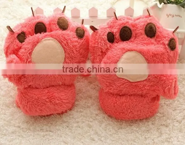 2016 Hallowmas Party Plush Bear Paw Winter Gloves photo-2
